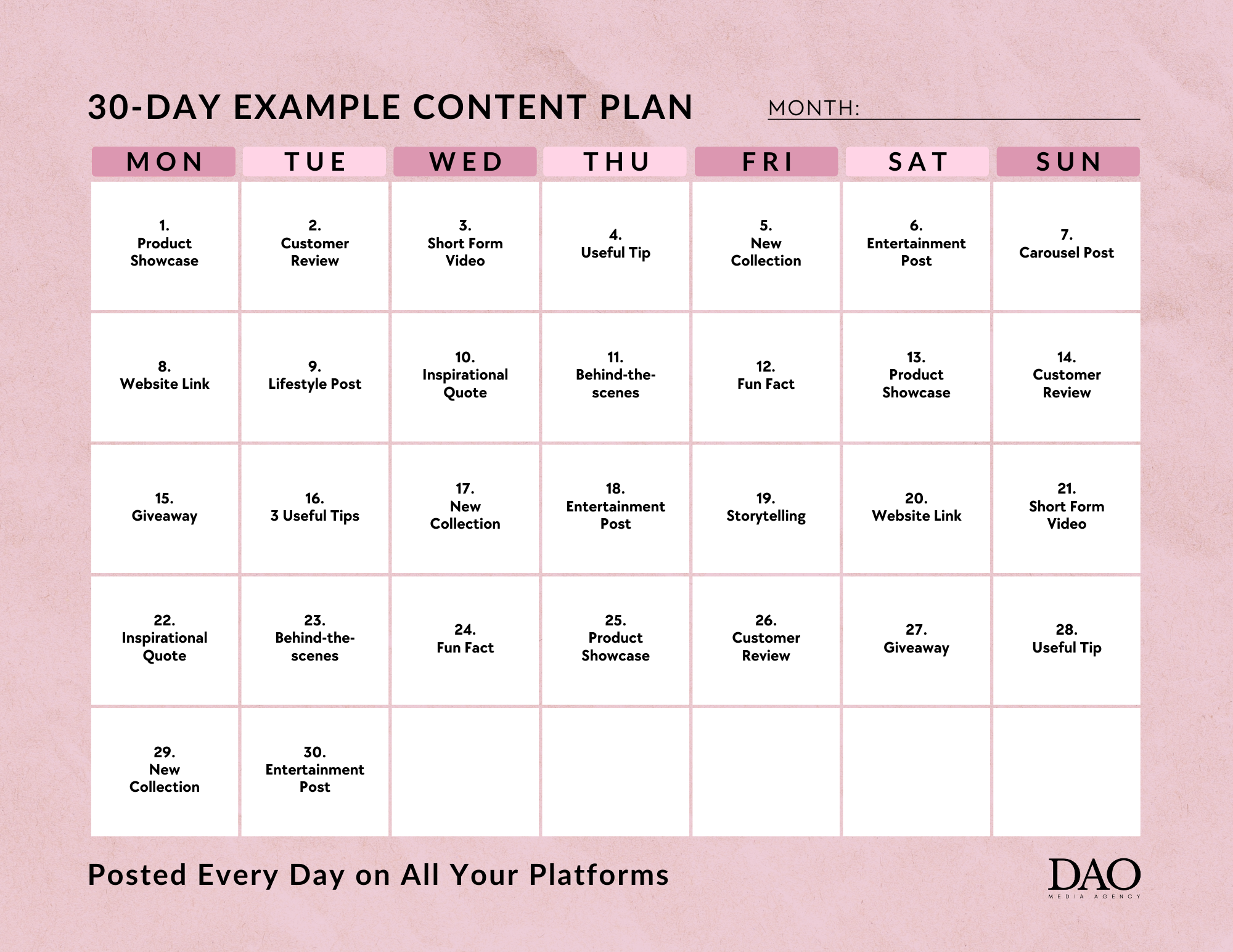 15 Day Example Content Plan
